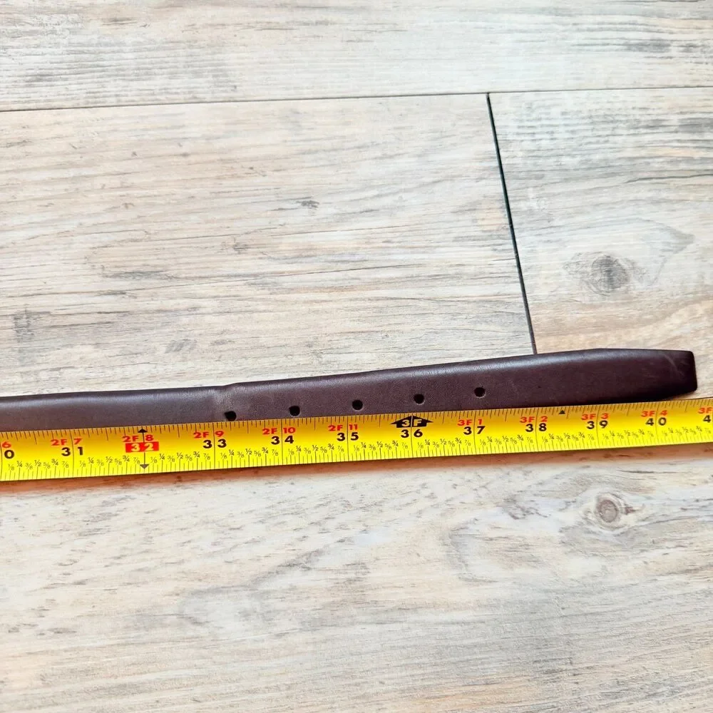 Vintage Coach Brown Leather Belt 36 90cm Full Grain Cowhide Solid Brass Buckle